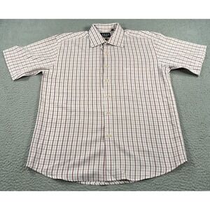 Lexus Shirt Men's Large White Red Gingham Button Up Classic Preppy‎ Business